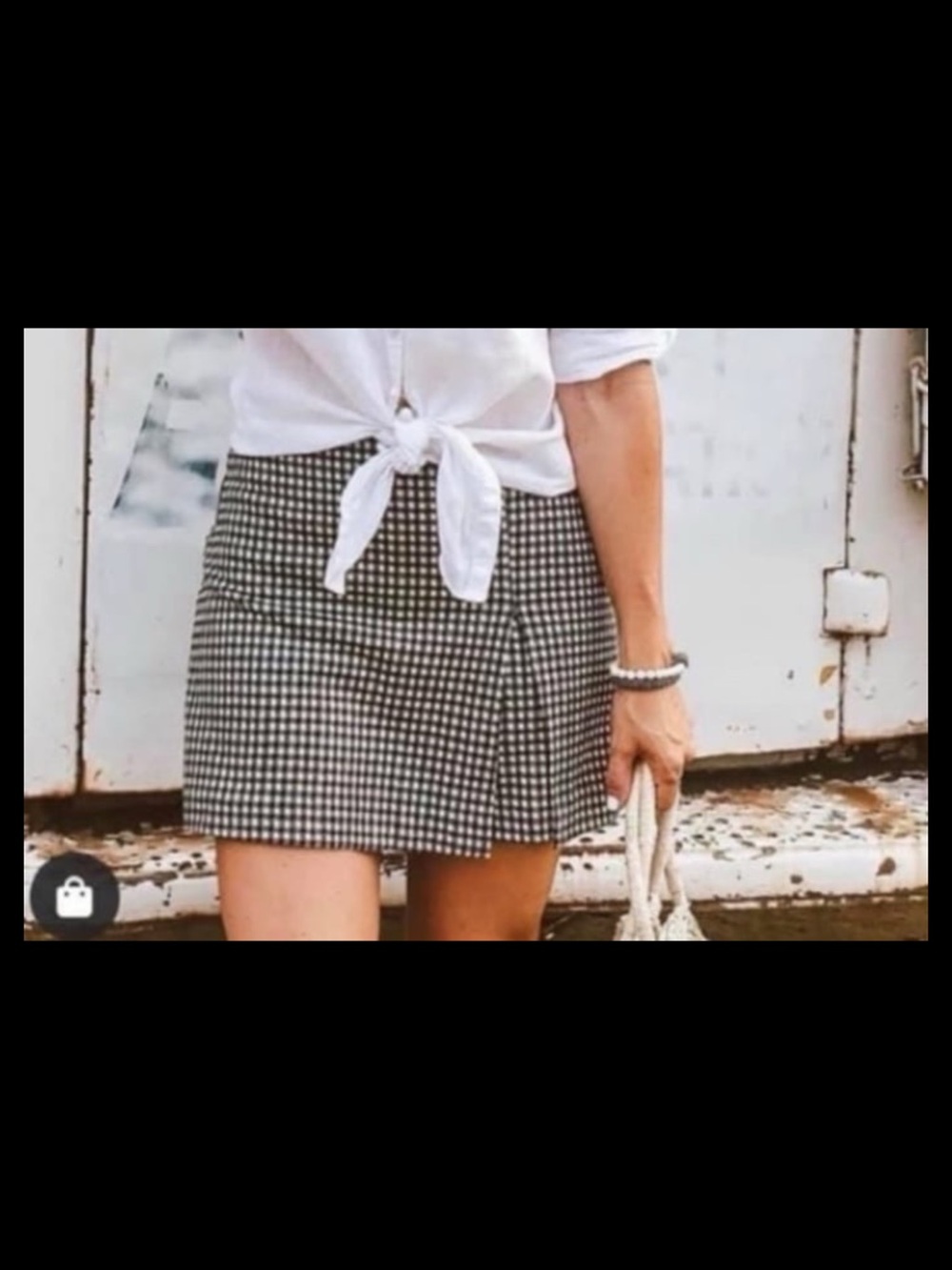 Cabi black and white gingham Skort, 14